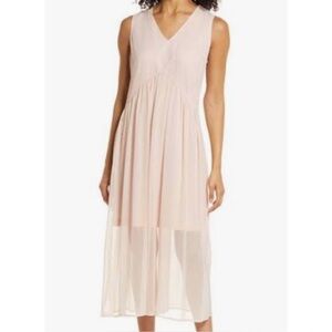 Halogen Double V-Neck Layered Chiffon Dress